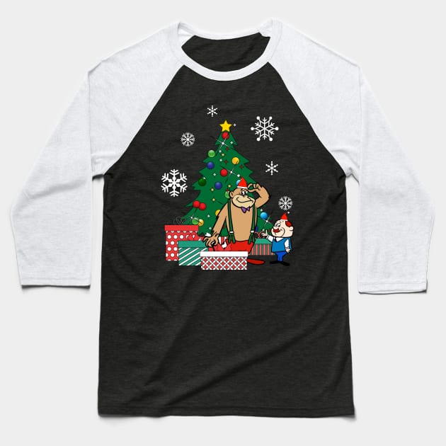 Magilla Gorilla And Mr Peebles Around The Christmas Tree Baseball T-Shirt by Nova5